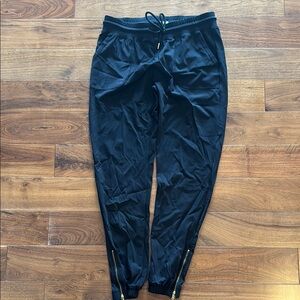 ZYIA Black Track Pants with Elastic Waistband and Tapered Fit